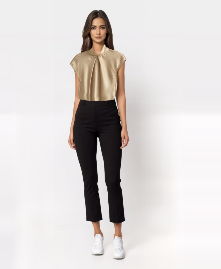 Leah | Elegant Satin Sleeveless Blouse