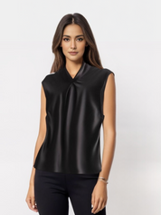 Leah | Elegant Satin Sleeveless Blouse