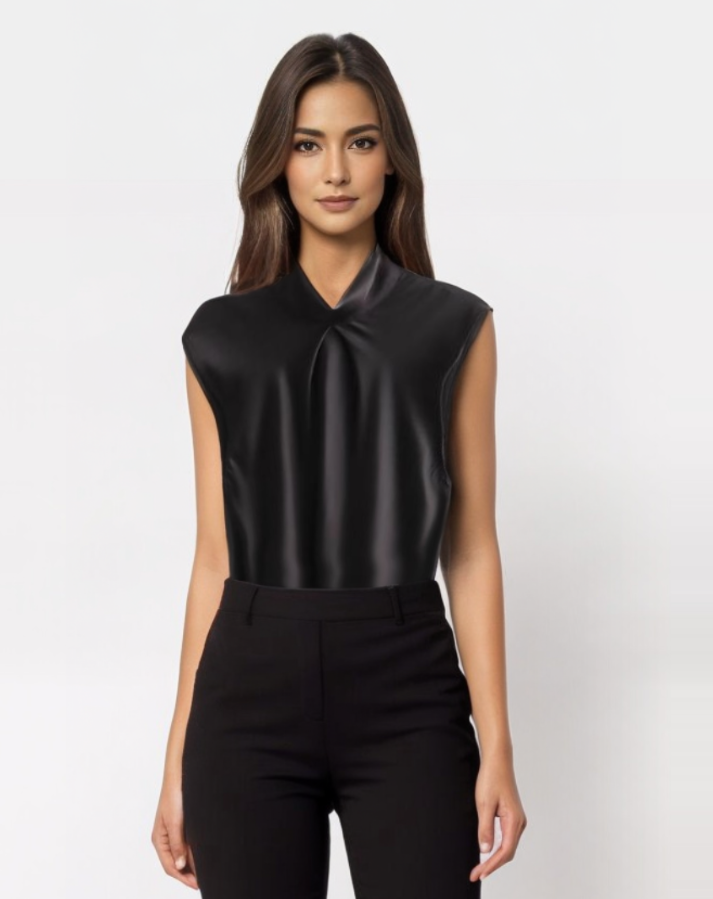 Leah | Elegant Satin Sleeveless Blouse