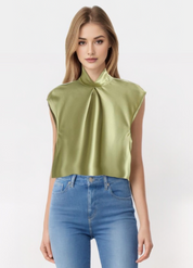 Leah | Elegant Satin Sleeveless Blouse