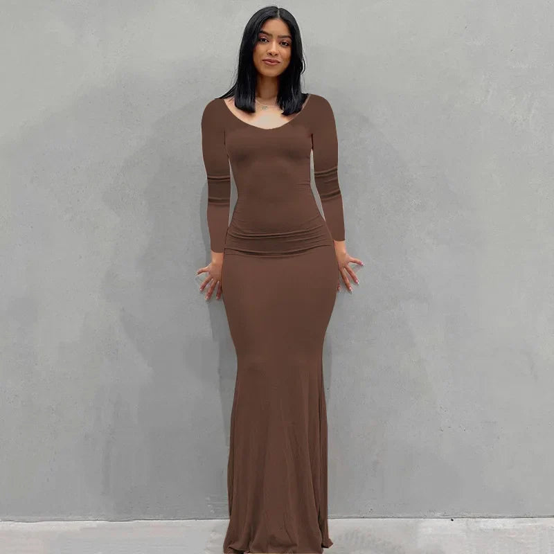 SANTORINI | Elegant Slim Maxi Dress - Lizabella Fashion