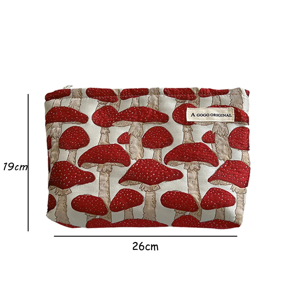 Ellie | Cute Mushroom Print Makeup Bag