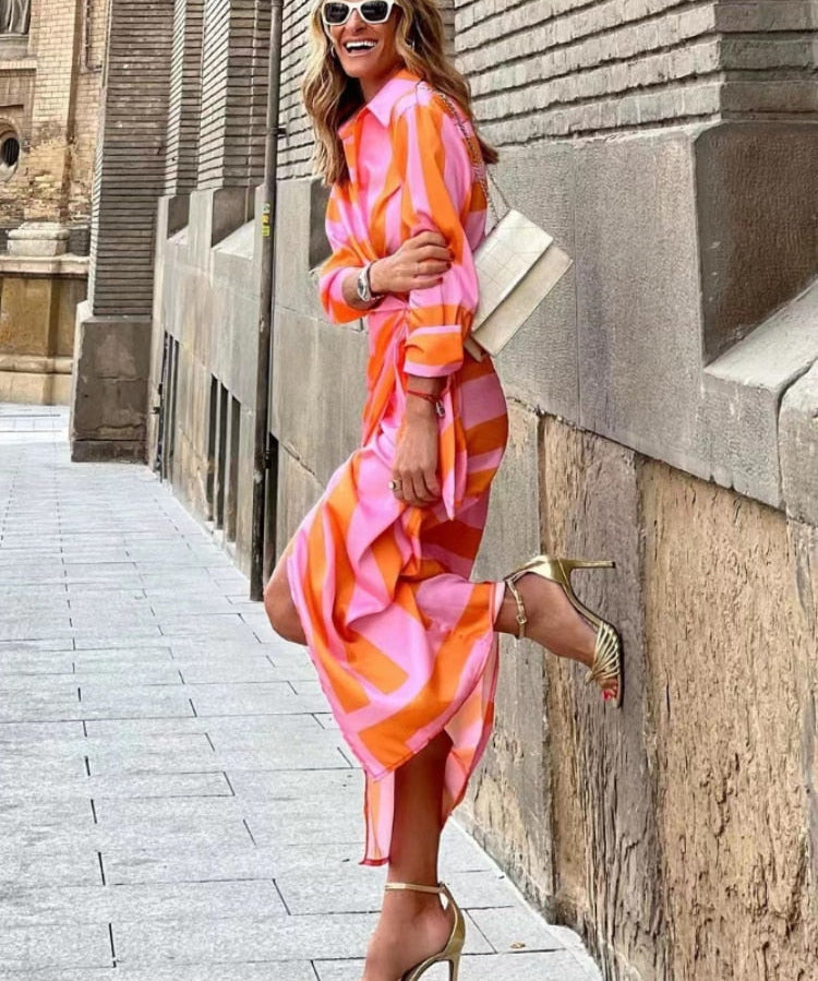 TANYA | Stylish Orange-Pink Summer Dress for Effortless Elegance - Lizabella Fashion