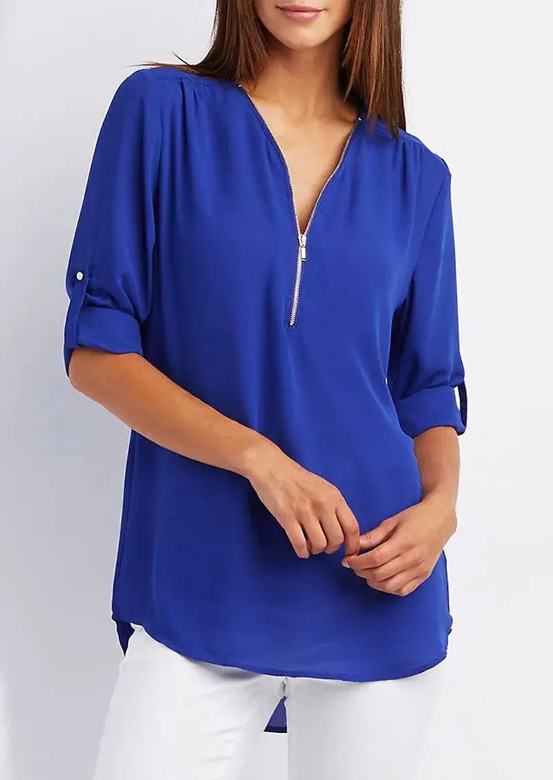 Sophisticated V-Neck Blouse - SARAH Collection - Lizabella Fashion