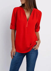 Sophisticated V-Neck Blouse - SARAH Collection - Lizabella Fashion