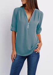 Sophisticated V-Neck Blouse - SARAH Collection - Lizabella Fashion