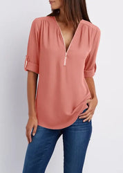 Sophisticated V-Neck Blouse - SARAH Collection - Lizabella Fashion