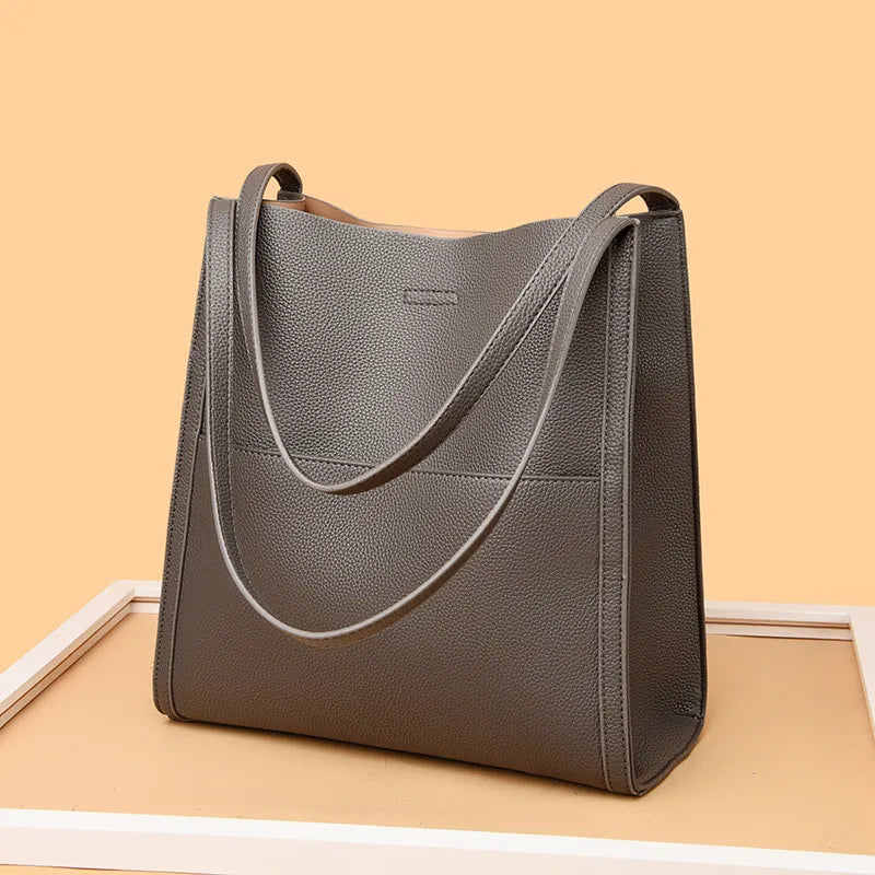 Ellen | Chic and Roomy Leather Tote Bag - Lizabella Fashion