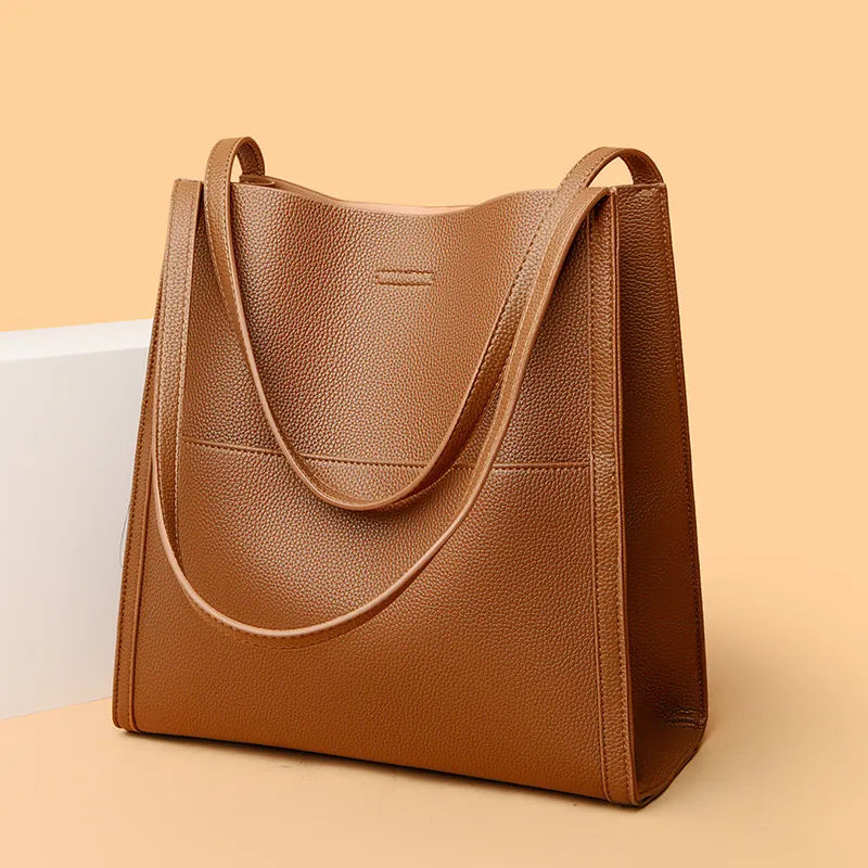 Ellen | Chic and Roomy Leather Tote Bag - Lizabella Fashion