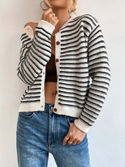 VAIDA | Striped Cardigan with Buttons-Lizabella Fashion