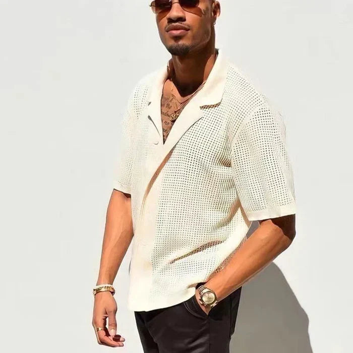 Stylish Crocheted Beach Shirt for Men by STUART - Lizabella Fashion