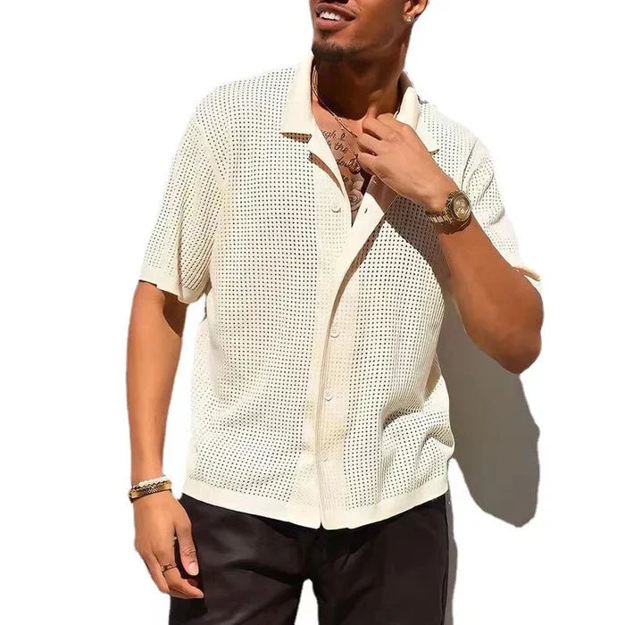 Stylish Crocheted Beach Shirt for Men by STUART - Lizabella Fashion