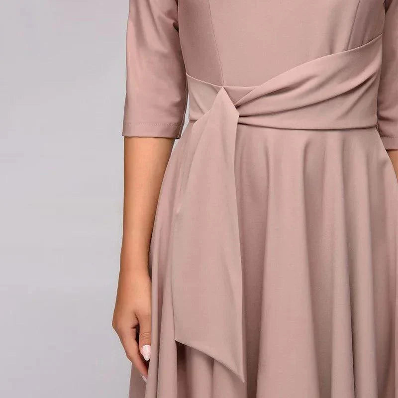 Vienna | Flattering Fit Midi Dress with Bow