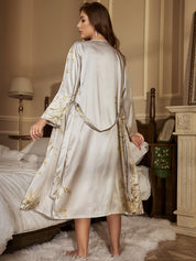 Indulge in Elegance: ELSIE Satin Night Gown 2-Piece Set - Lizabella Fashion