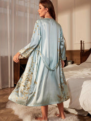 Indulge in Elegance: ELSIE Satin Night Gown 2-Piece Set - Lizabella Fashion