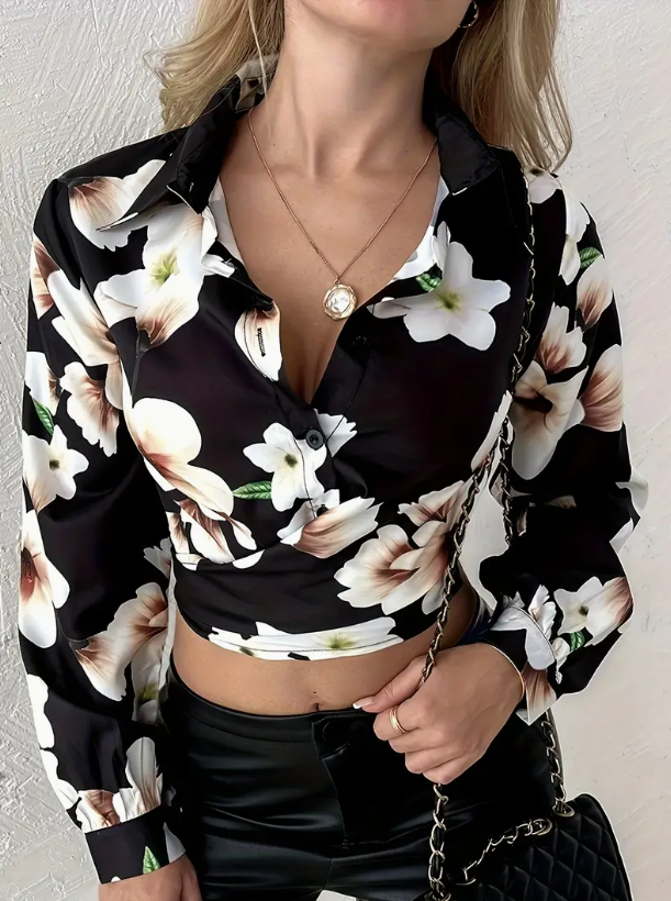 Alice | Elegant Floral Long-Sleeve Shirt