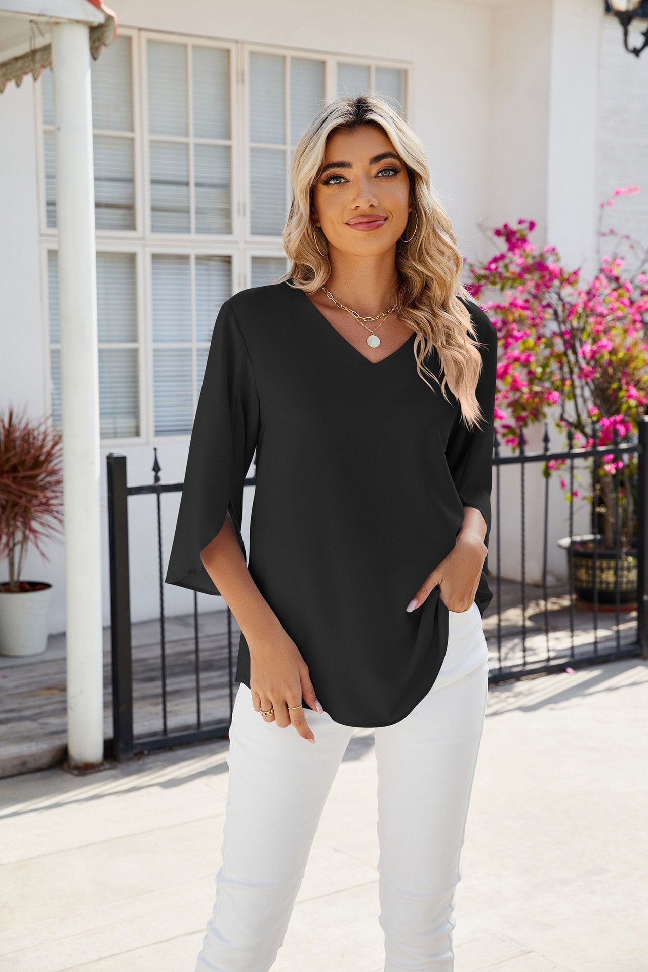 Annabelle | Timeless Elegant and Versatile V-Neck Blouse