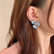 Eya | Stylish Flower Stud Earrings in Soft Blue