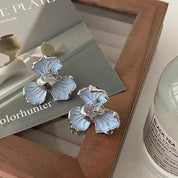 Eya | Stylish Flower Stud Earrings in Soft Blue