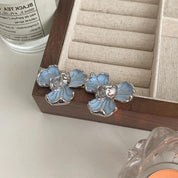 Eya | Stylish Flower Stud Earrings in Soft Blue