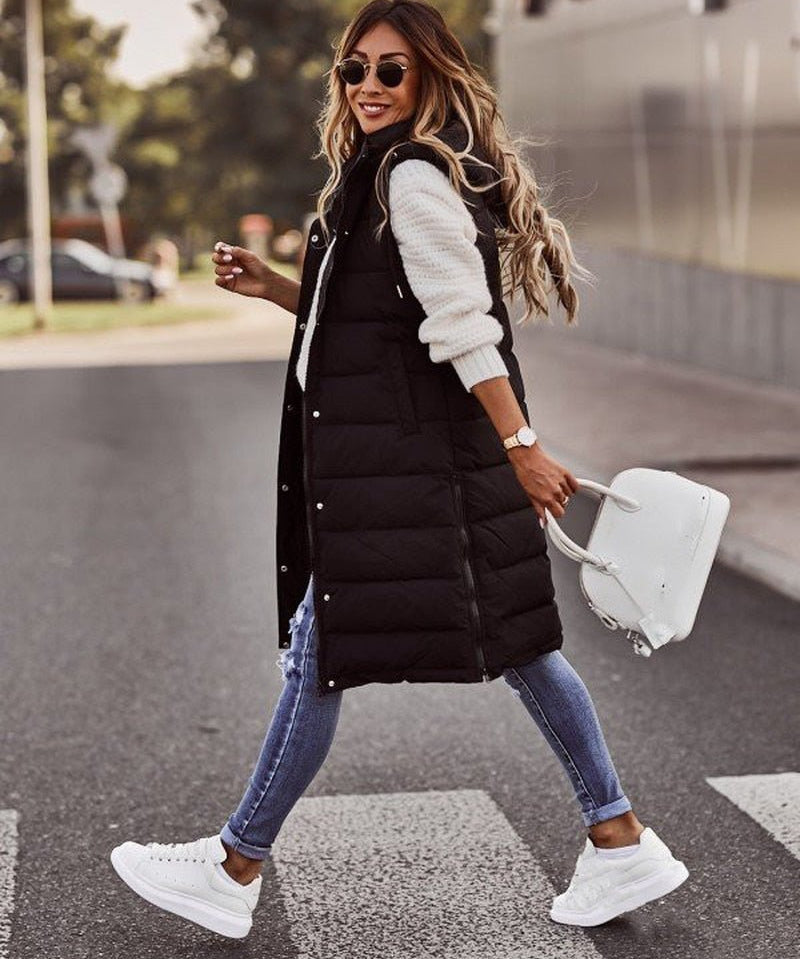 Trisha | Fashionable Quilted Knee-Length Women's Vest